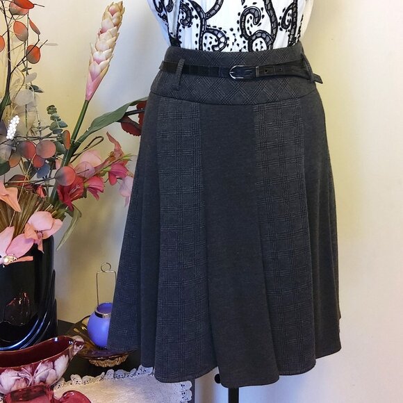 NWOT MEXX Well Tailored High-quality Gray Midi Lined Skirt with Belt Lightweight - Picture 2 of 7